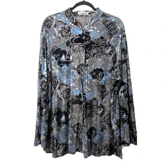 Vintage‎ Notations Velvet Burnout Tunic Top Plus Size 1X - Picture 2 of 12